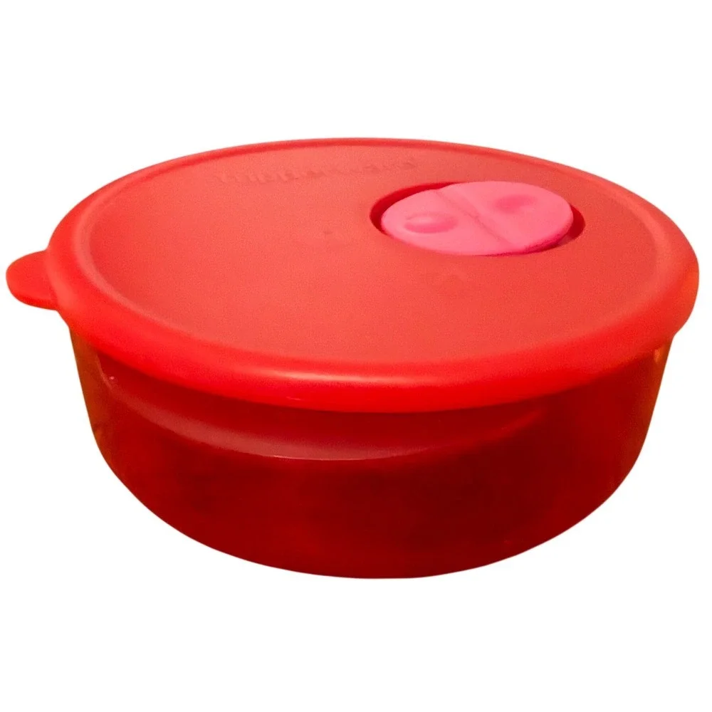 8 Piece Tupperware Vent N Serve Containers Set of 4 Red Pink White Made in USA